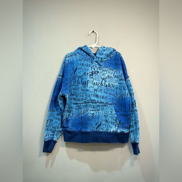 Boys’ Blue GAP Logo Script Hoodie Size M VGUC - Picture 1 of 3